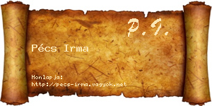 Pécs Irma névjegykártya
