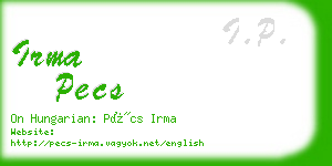 irma pecs business card